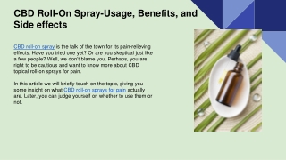 CBD Roll-On Spray-Usage, Benefits, and Side effects