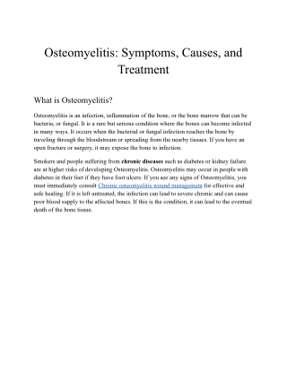 Osteomyelitis: Symptoms, Causes, and Treatment