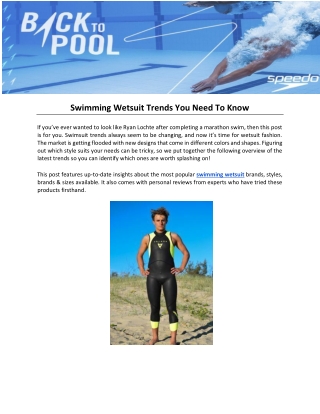 Swimming Wetsuit Trends You Need To Know