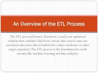 An Overview of the ETL Process
