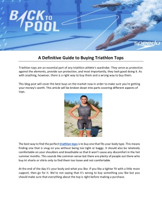 A Definitive Guide to Buying Triathlon Tops