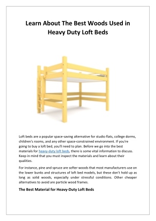 Learn About The Best Woods Used in Heavy Duty Loft Beds