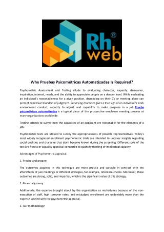 Why Pruebas Psicométricas Automatizadas Is Required