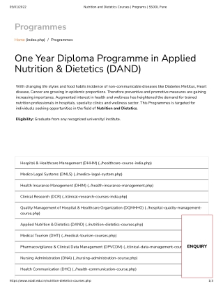 Nutrition and Dietetics Courses _ Programs _ SSODL Pune