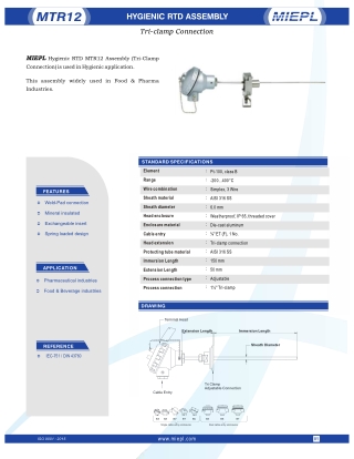 MTR12 Hygienic RTD Assembly - Tri - Clamp Connection | MIEPL