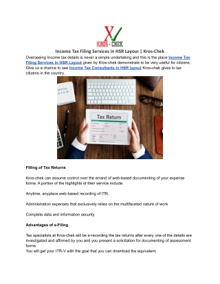 Income Tax Filing Services in HSR Layout _ Kros-Chek