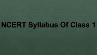 NCERT Syllabus Of Class 1