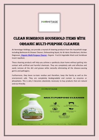Clean Numerous Household Items with Organic Multi-Purpose Cleaner