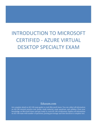 AZ-140: Introduction to Microsoft Certified - Azure Virtual Desktop Specialty