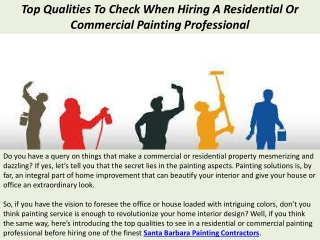 Top Qualities To Check When Hiring A Residential Or Commercial Painting Professi