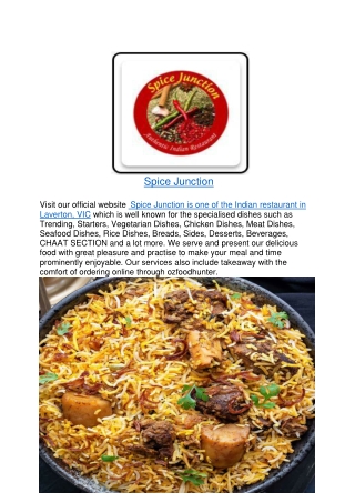 10% off - Spice Junction Indian Menu Laverton,VIC