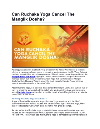 Can Ruchaka Yoga Cancel The Manglik Dosha
