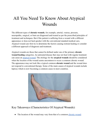 All You Need To Know About Atypical Wounds