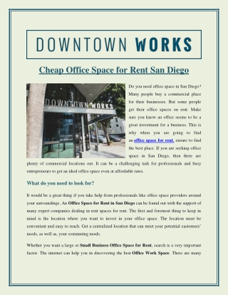 Cheap Office Space for Rent San Diego