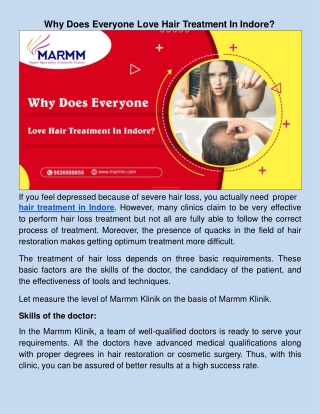 Why Does Everyone Love Hair Treatment In Indore?