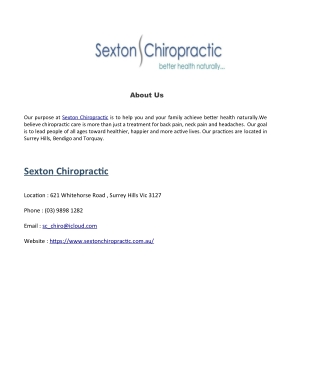 Chiropractors, Chiro in Surrey Hills, Bendigo, Torquay | Sexton Chiropractic