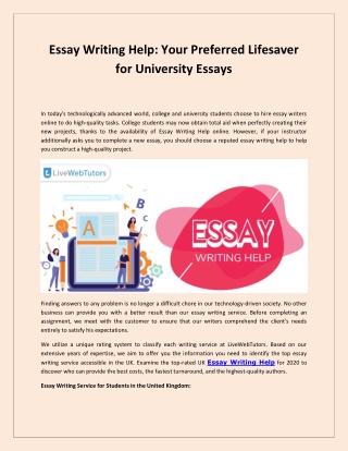 Best Essay Writing Help from UK  Writers - LiveWebTutors