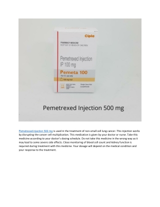 Pemetrexed injection 500 mg