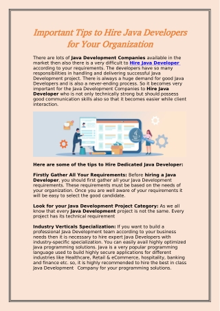 Important Tips to Hire Java Developers for Your Organization