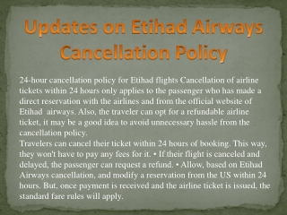 Updates on Etihad Airways Cancellation Policy Call 1-888-441-7259