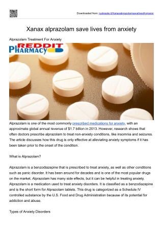 Xanax alprazolam save lives from anxiety