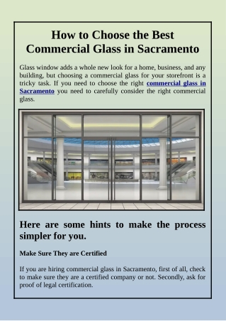 How to Choose the Best Commercial Glass in Sacramento