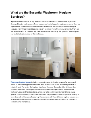 What are the Essential Washroom Hygiene Services