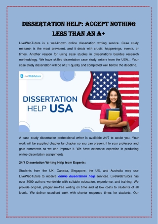 Dissertation Help- Accept Nothing Less Than an A