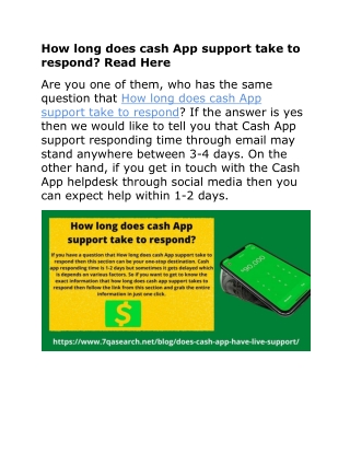 How long does cash App support take to respond? Read Here