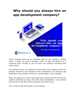 Why should you always hire an app development company?