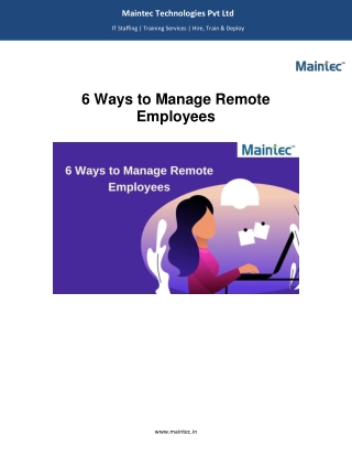 6 ways to manage Remote Employees - Maintec