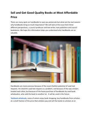 Sell and Get Good Quality Books at Most Affordable Price.docx