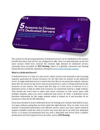 5 Reasons to Choose HTS Dedicated Servers