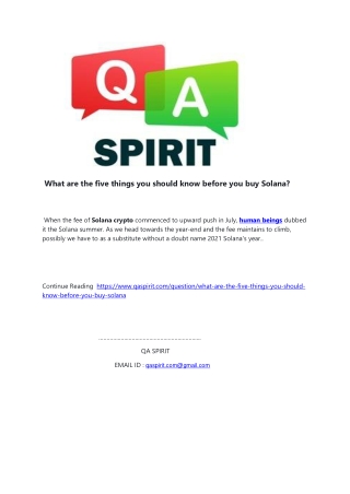 What are the five things you should know before you buy Solana?