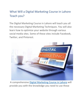 What will a Digital Marketing Course in Lahore Teach You?