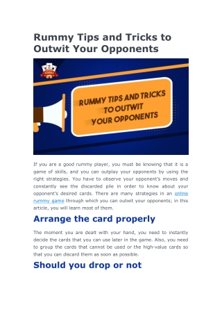 Rummy Tips and Tricks to Outwit Your Opponents