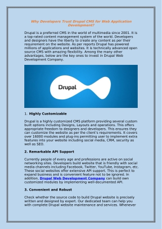 Why Developers Trust Drupal CMS for Web Application Development?