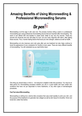 Amazing Benefits of Using Microneedling & Professional Microneedling Serums