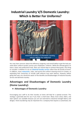 Industrial Laundry Or Domestic Laundry -  Which is Better For Uniforms?