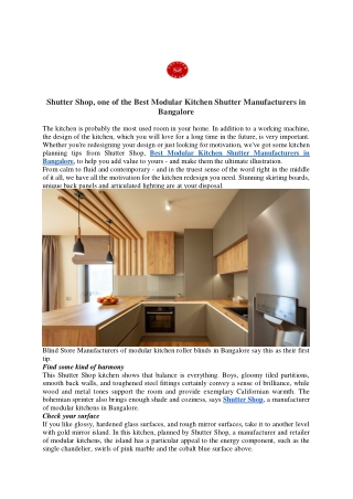 Shutter Shop, one of the Best Modular Kitchen Shutter Manufacturers in Bangalore