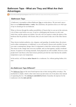 furniture4homedesigning.blogspot.com-Bathroom Taps - What are They and What Are their Advantages