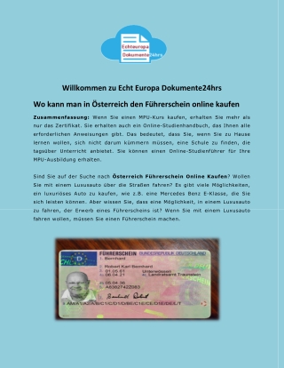 Wo kann man in Österreich den Führerschein online kaufen