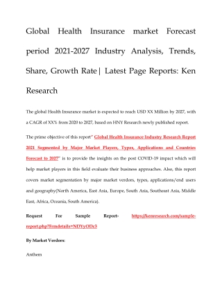 Global Health Insurance market Research report : Ken Research