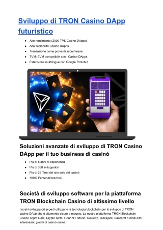 Sviluppo DAPP del casinò TRON