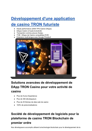 Développement DAPP du casino TRON