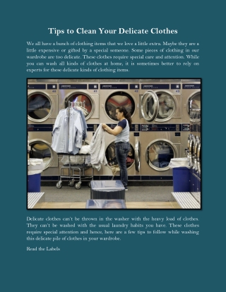 Tips to Clean Your Delicate Clothes