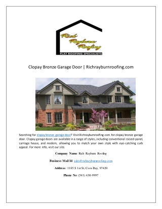 Clopay Bronze Garage Door | Richrayburnroofing.com