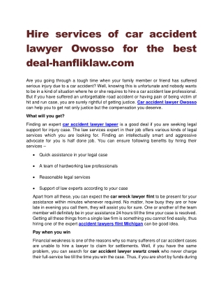 Hire services of car accident lawyer Owosso for the best deal-hanfliklaw.com