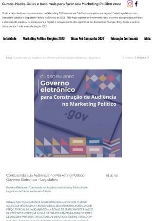 Governo Eletrônico - Construindo sua Audiência no Marketing Politico Legislativo