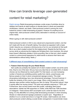 How can brands leverage user-generated content for retail marketing